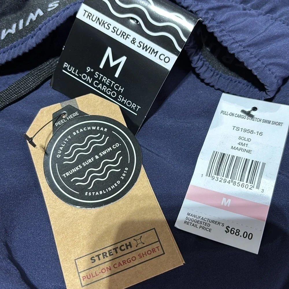 Trunks & Swim Co. Lined,elastic drawstring waist, pockets,stretch pull on cargo